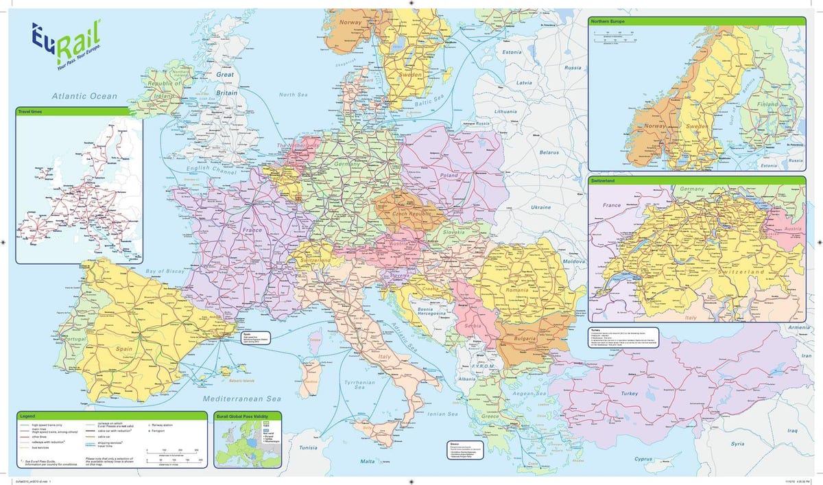 χάρτης της eurail ιρλανδία