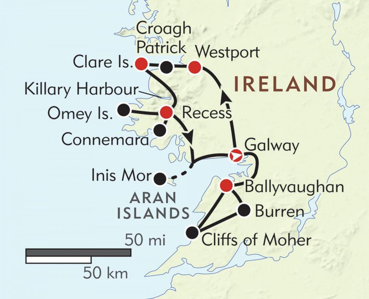 χάρτης της δυτικής ακτής της ιρλανδίας 