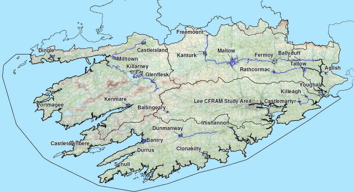 λεπτομερή χάρτη της δυτικής ιρλανδίας
