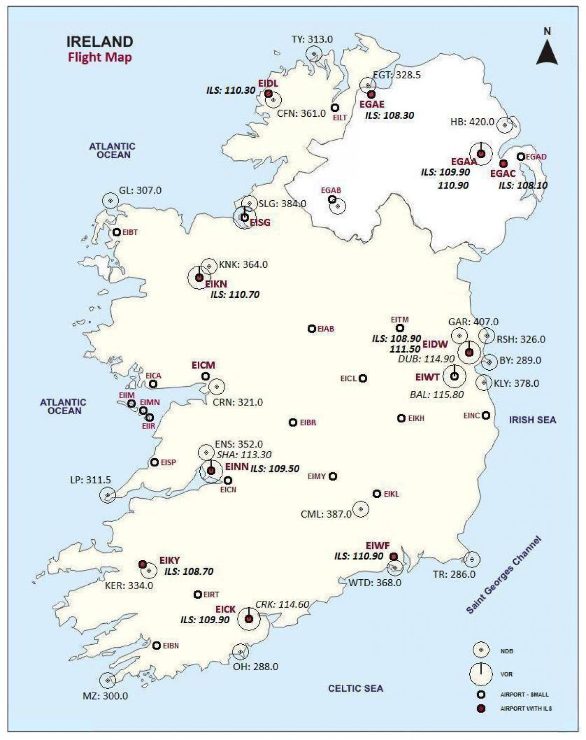 χάρτης της ιρλανδίας δείχνει αεροδρόμια