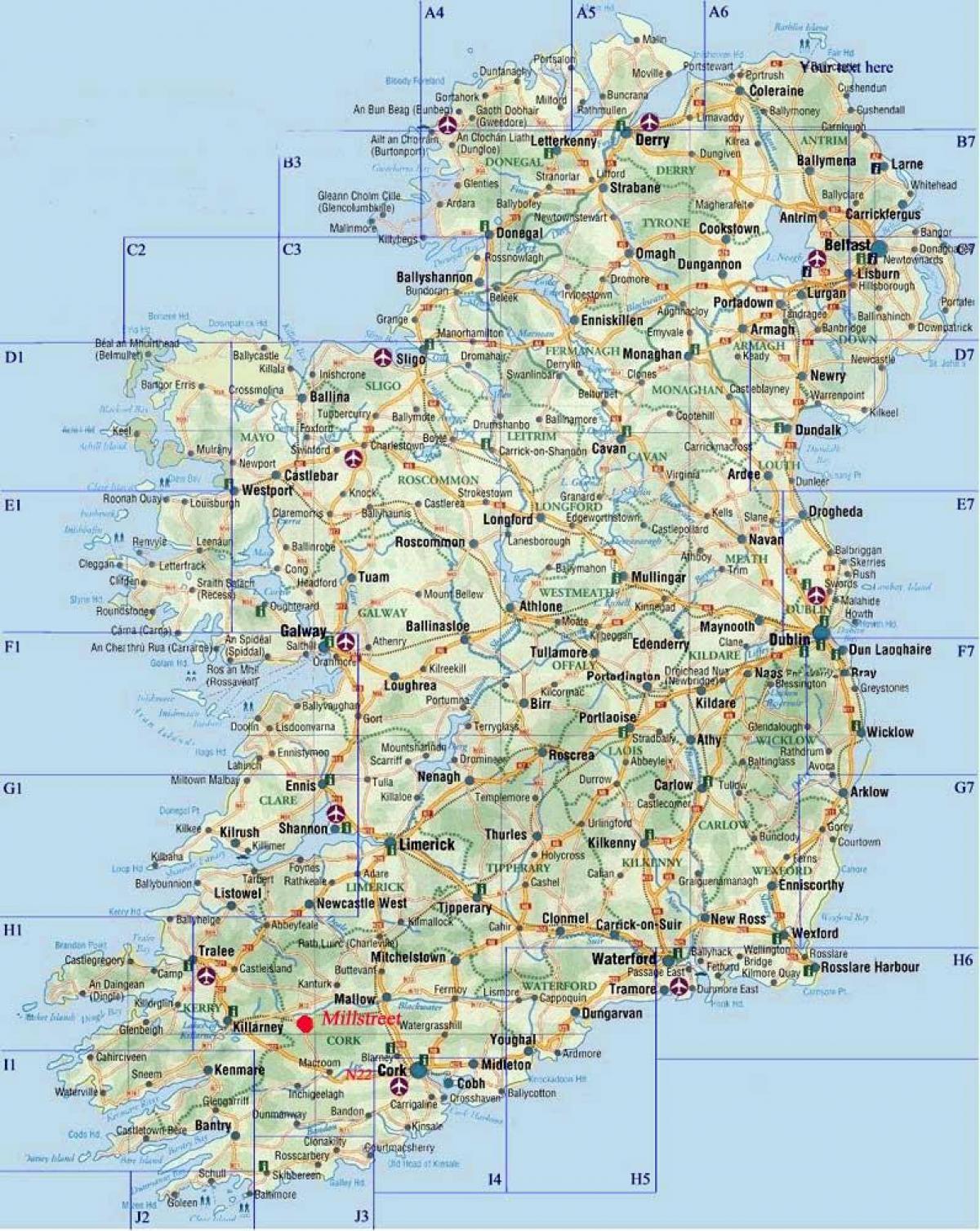 λεπτομερή οδικό χάρτη της ιρλανδίας