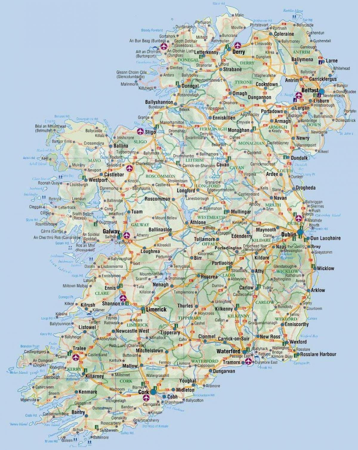 ένα χάρτη της ιρλανδίας