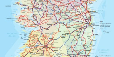Ιρλανδία δρομολόγια λεωφορείων χάρτης