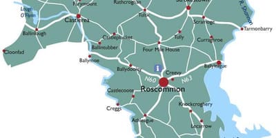 Χάρτης της κομητείας roscommon ιρλανδία
