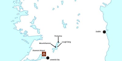 Χάρτης από το αεροδρόμιο shannon της ιρλανδίας