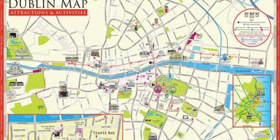 Χάρτης του δουβλίνο ιρλανδία τουριστικά αξιοθέατα