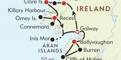 Χάρτης της δυτικής ακτής της ιρλανδίας 