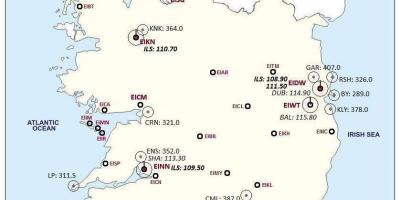 Χάρτης της ιρλανδίας δείχνει αεροδρόμια